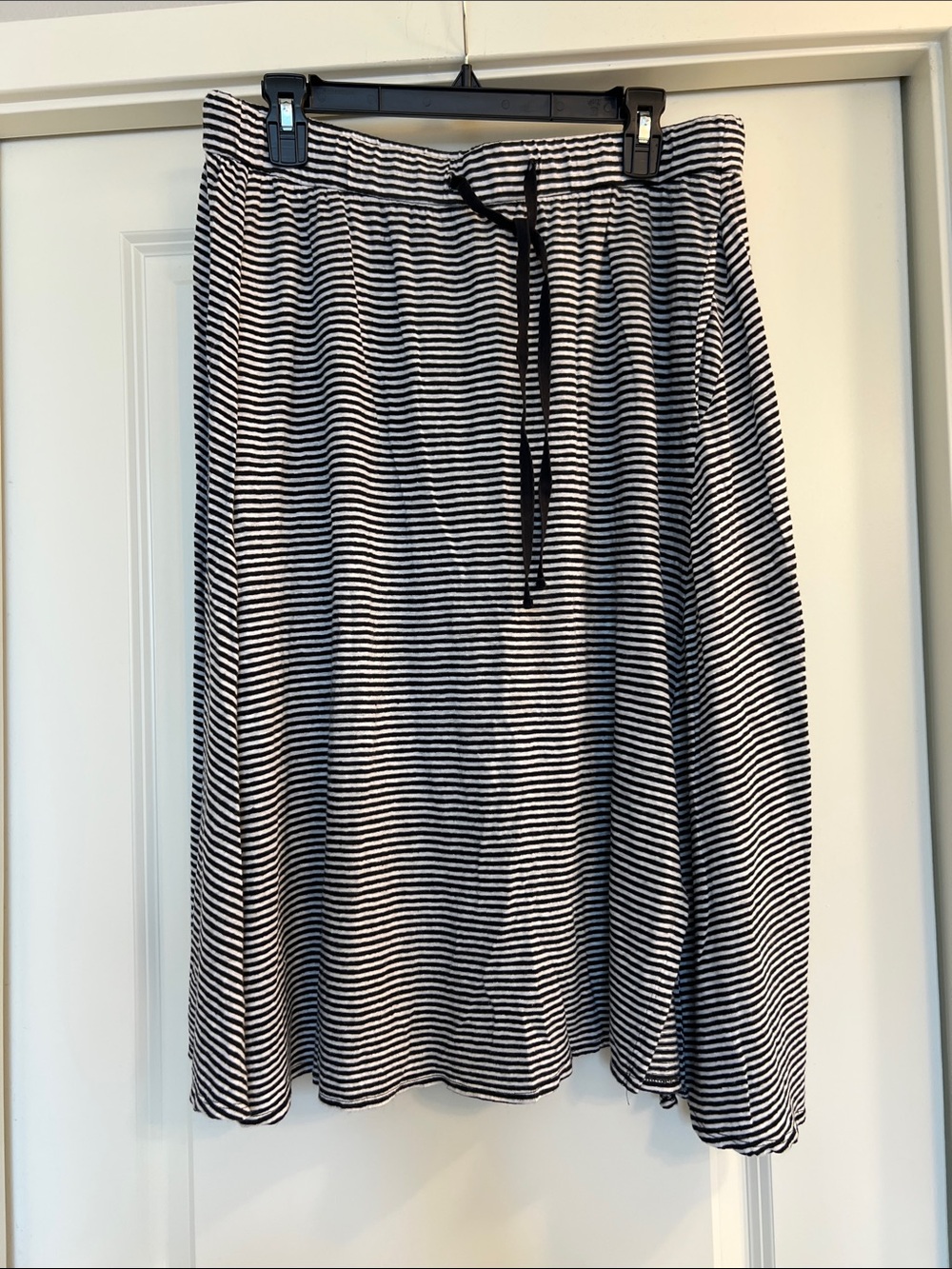 Eileen Fisher Black & White Striped Drawstring Skirt